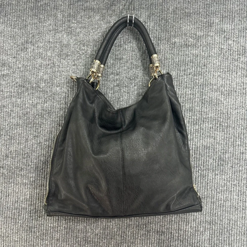 Imoshion Hobo Bag Women Large Black Good Faux Leather Snakeskin Zip Detail